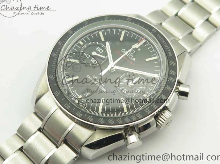 0317 TechFriendly SpeedMaster MoonWatch SS OMF 1:1 Best Edition Black Red Dial On SS Bracelet A9300 V 8092